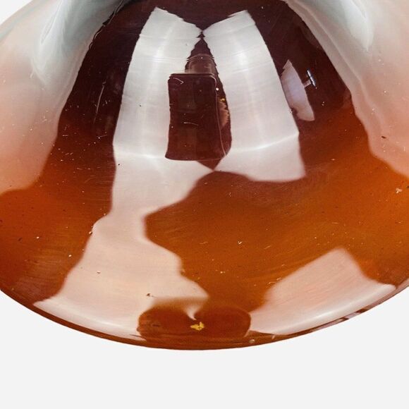 Vintage 1970s Amber Brown Blown Art Glass 7" Bowl Decor Mid Century Modern MCM - Picture 8 of 9